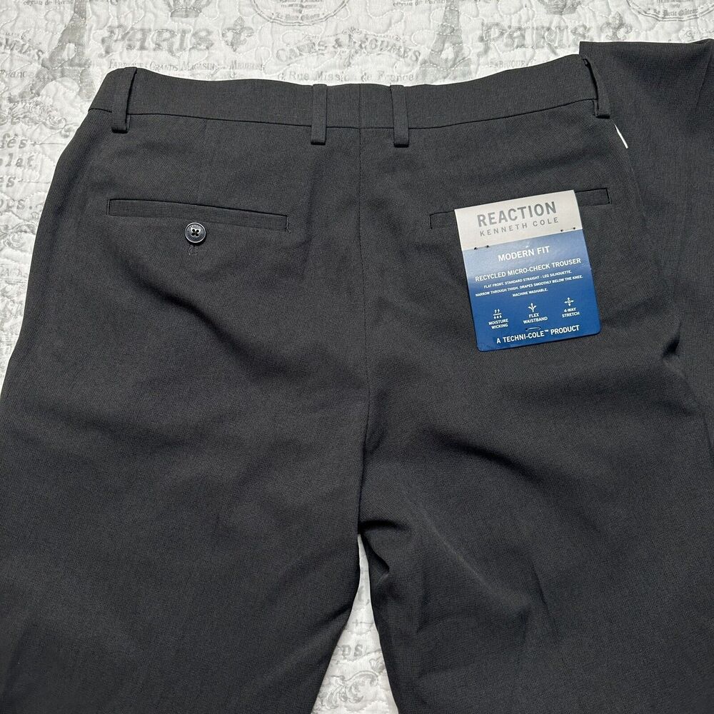 Kenneth Cole STRETCH MICRO CHECK MODERN FIT TECHNI-COLE DRESS PANT 30W 32L - Picture 4 of 12